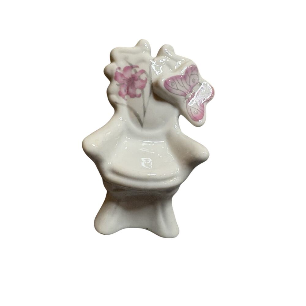 Vintage Emson Miniature Porcelain Chair Butterfly Floral Taiwan R.O.C.